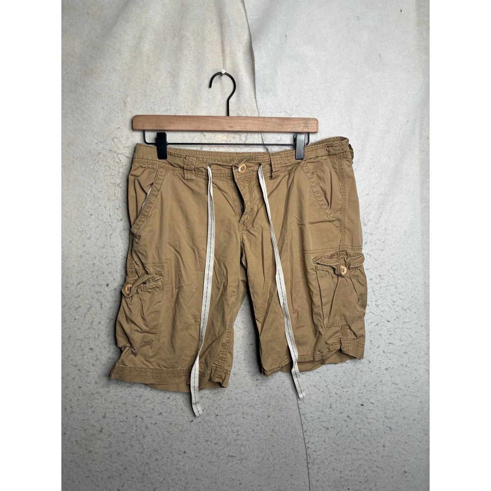 Roxy Womens Khaki Tan Cargo Shorts Size 9 Cotton Utility Pockets Drawstring
